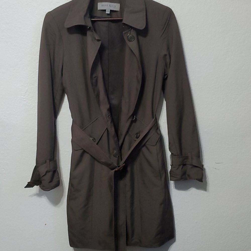 Ann Klein Single Breasted Long Coat W/Belt Sz XS - Picture 9 of 12